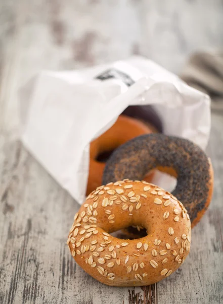 Färska blandade Bagels — Stockfoto