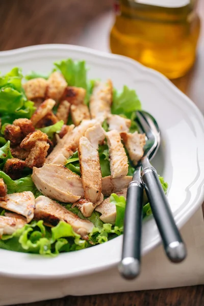 Salada de frango no prato — Fotografia de Stock