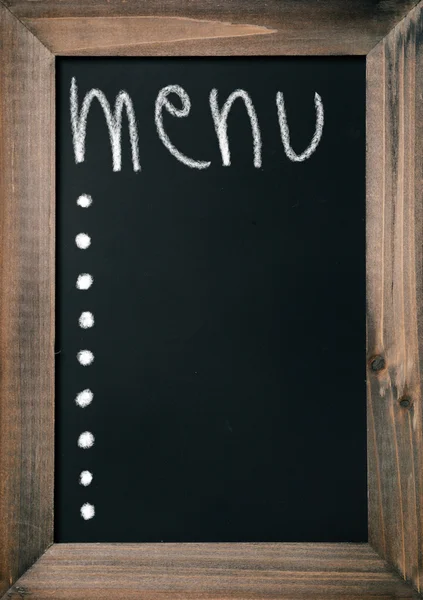 Menu blanc sur le tableau noir — Photo