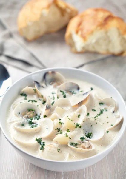 Clam Chowder in bowl — Stock Image Clam Chowder in bowl Stock Picture