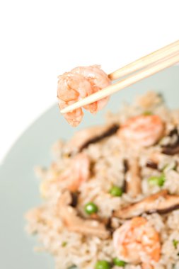 Chinese rice with shrimp and mushrooms clipart