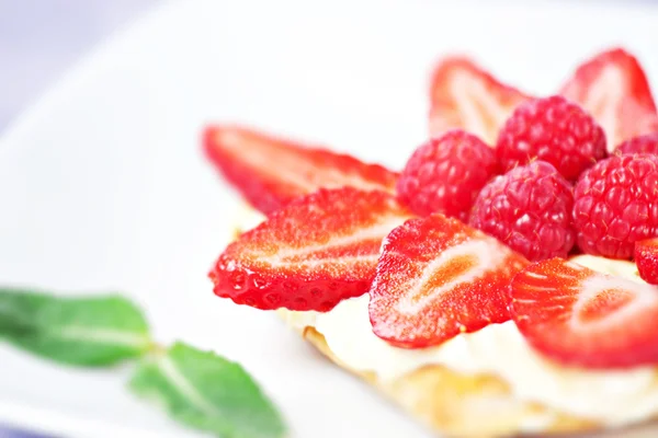 Fruit Tart with Fresh Cream — Stock Photo, Image