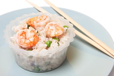 Karides ve mantar ile Çin pirinç