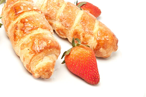 Strawberry and puff pastry rolls — Stock Photo, Image