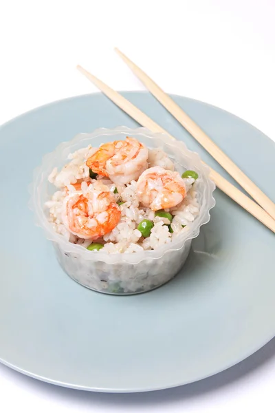 Chinese rice with shrimp and mushrooms — Stock Photo, Image