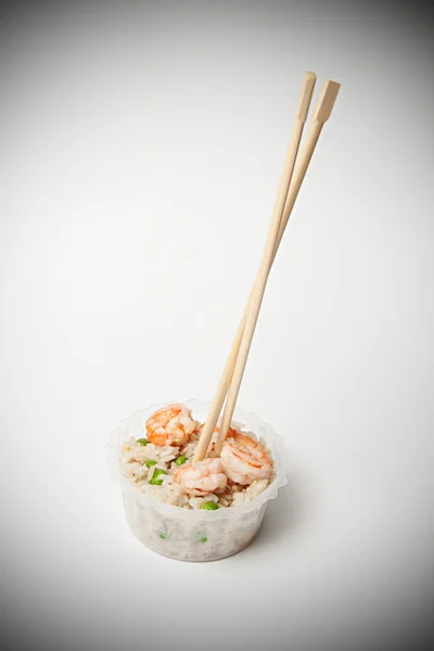 Chinese rice with shrimp and mushrooms — Stock Photo, Image