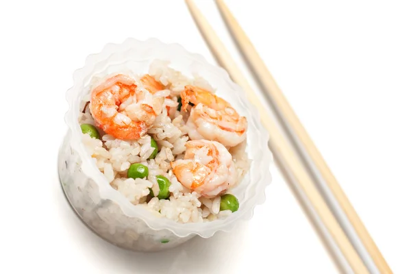 Chinese rice with shrimp and mushrooms — Stock Photo, Image