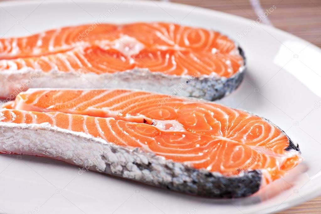 Raw Salmon on plate