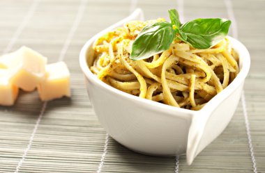 Pesto soslu spagetti.