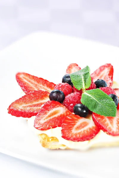 Fruit Tart with Fresh Cream — Stock Photo, Image