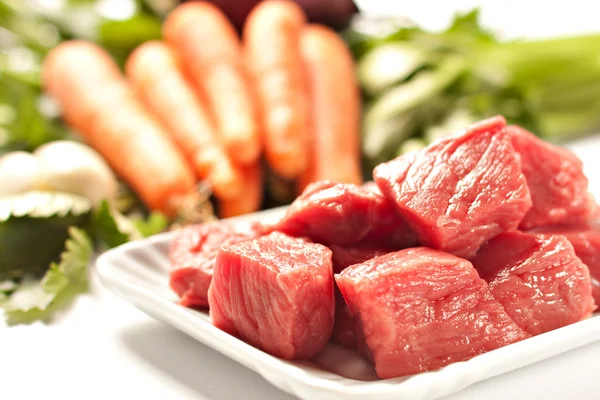 Rohstoffe Rindfleisch Eintopf Rezept — Stockfoto