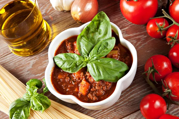 Bolognese sauce in bowl — Stock Photo, Image