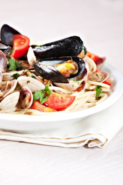 lezzetli deniz ürünleri spagetti