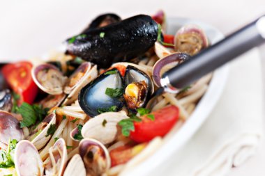 lezzetli deniz ürünleri spagetti