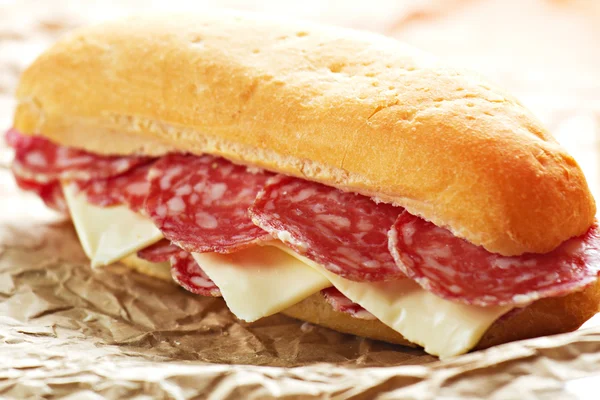 Panino al salame grande — Foto Stock