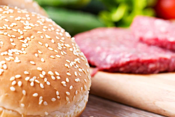 Olika ingredienser för hamburgare — Stockfoto