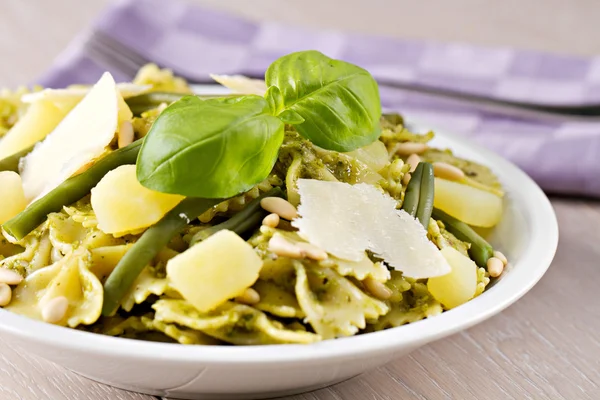 Heerlijke Pasta al pesto — Stockfoto