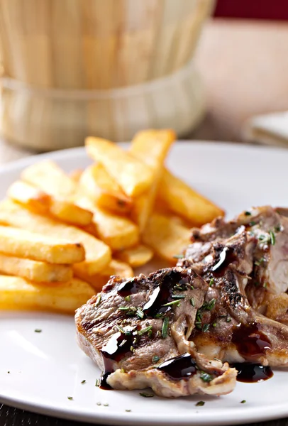 Lamb Cutlet with french fries — Stock Photo, Image
