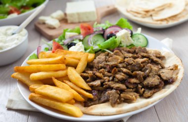 Greek Gyros with Fries clipart