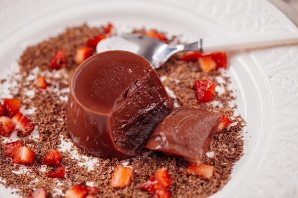 Zelfgemaakte chocolade pudding — Stockfoto