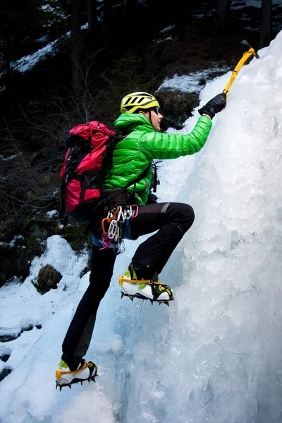 Ice climber in winter — Stock Photo, Image