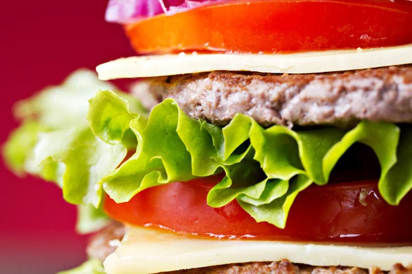 Läckra hamburgare med färska grönsaker — Stockfoto