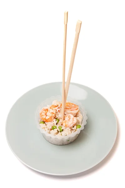 Κινέζικο ρύζι με γαρίδες Φωτογραφία Αρχείου