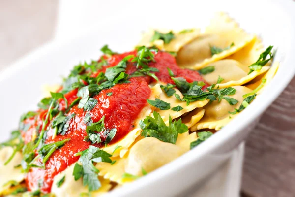 Ravioli with tomato sauce — Stock Photo, Image