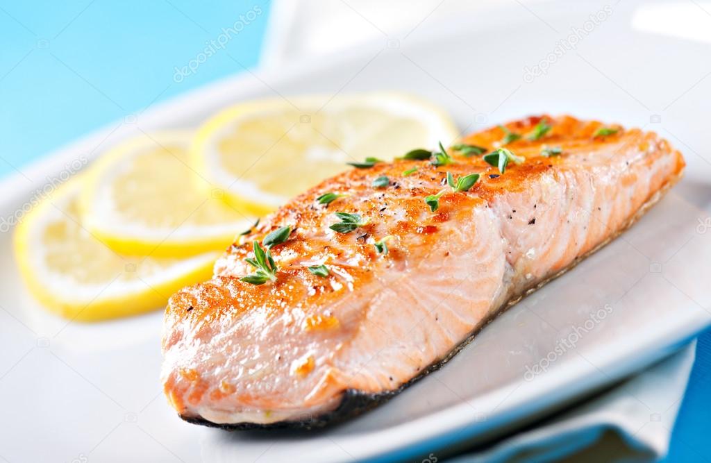 Fillet of salmon on a plate