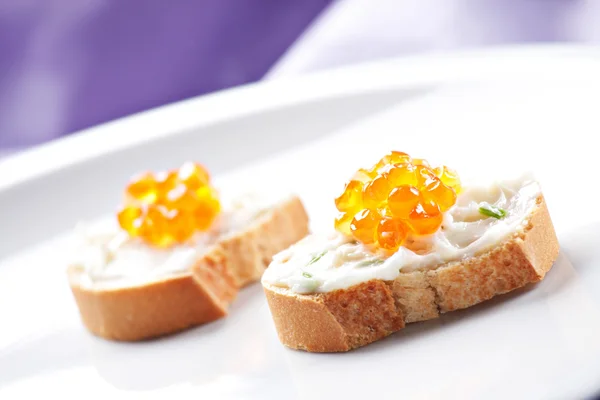 Deliciosos Canapés do Caviar — Fotografia de Stock