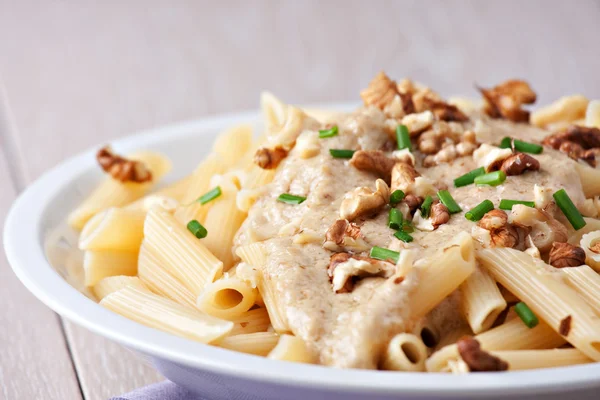 Pasta with walnut sauce — Stock Photo, Image