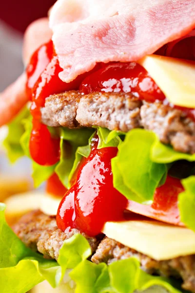 Leckere Hamburger mit frischem Gemüse — Stockfoto