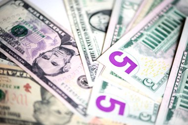 Beyaz arka planda Amerikan dolarının bir kısmı