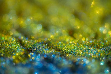 Soyut sim ışıkları mavi ve sarı tonlarda renkli bokeh arkaplan