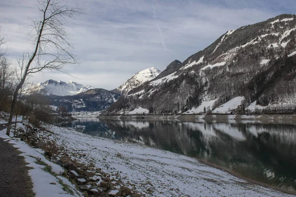 Luchtfoto Van Bergen Lungernersee Lungern Zwitserland — Stockfoto