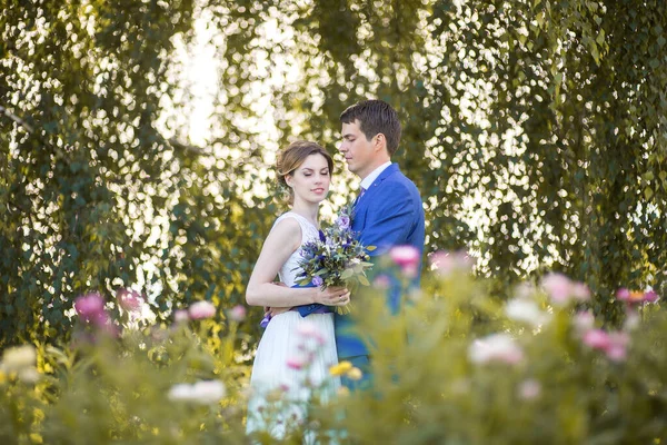 Noiva Jovem Feliz Noivo Seu Dia Casamento Casamento Par Nova — Fotografia de Stock