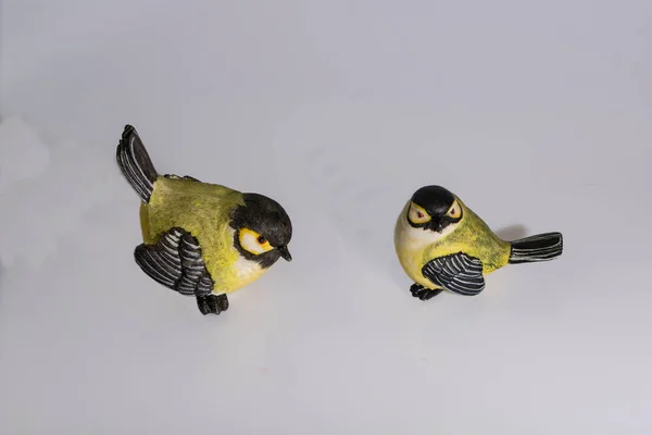 Figurinas Dois Titmice Feitos Argila — Fotografia de Stock