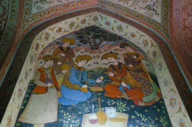 İsfahan, İran- 22 Mart 2017: Şah Abbas Sarayı Müzesi 'nde fotoğraflar