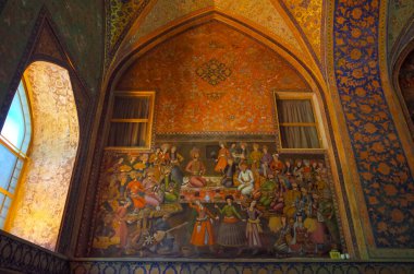 İsfahan, İran- 22 Mart 2017: Şah Abbas Sarayı Müzesi 'nde fotoğraflar