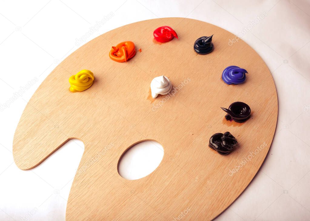 wooden pallete for mixing oil paints