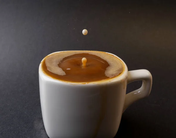 closeup photo of coffee drop in a cup