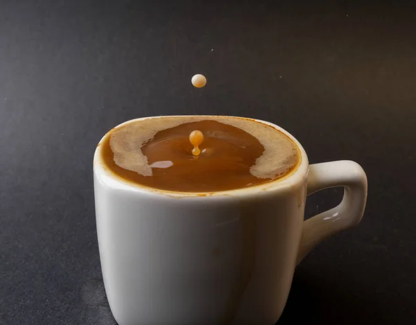 Closeup Photo Coffee Drop Cup — Stock Photo, Image