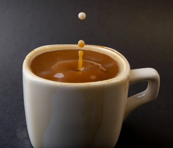 Closeup Photo Coffee Drop Cup — Fotografia de Stock