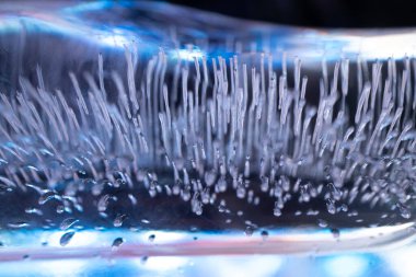 Macro Texture of Frosted Ice with Unique Needle-Like Air Bubbles