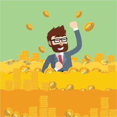 İşadamı para havuzunda