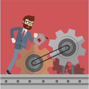 İş adamı dişli yağlama