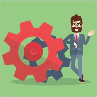 İş adamı ayakta dişli