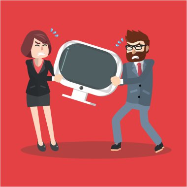 Scramble business woman and man