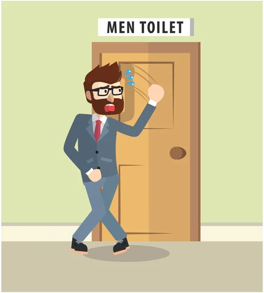 Деловой человек хочет в туалет. — стоковый вектор