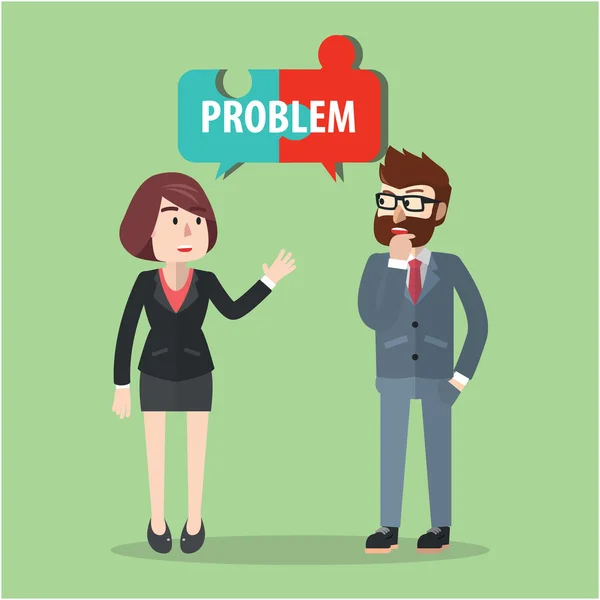 Business man and woman solving problem — 스톡 벡터